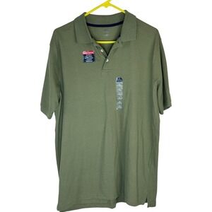 St Johns Bay Heritage Pique Polo Shirt Mens LT Green Short Sleeve Cotton New